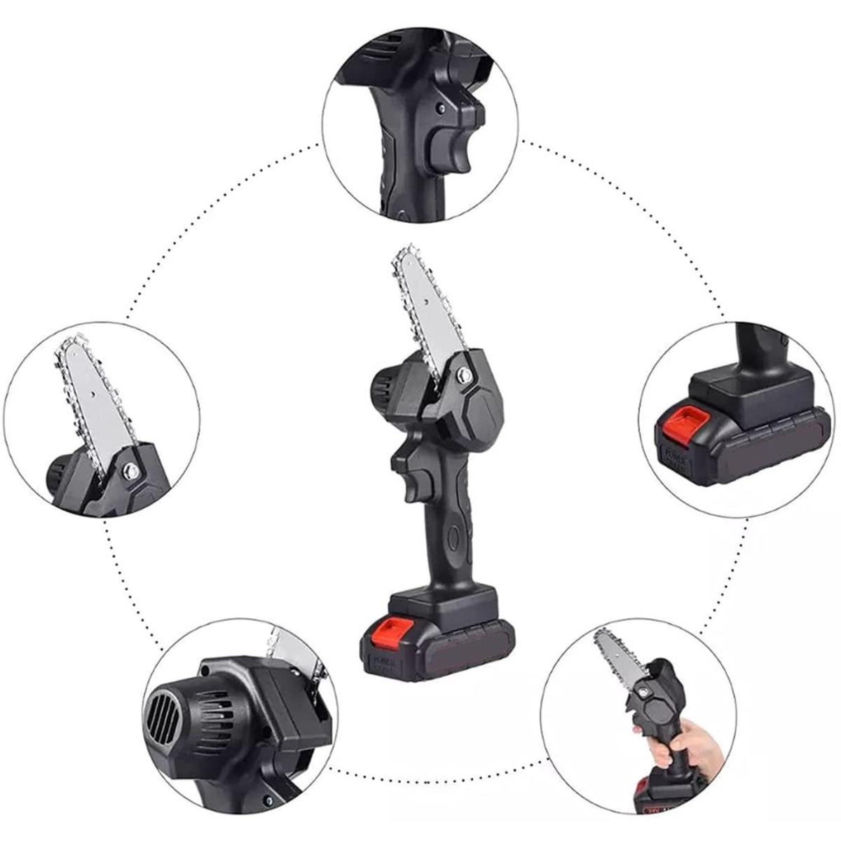 Mini Motosierra Eléctrica 24V Bivolt Recargable Portátil