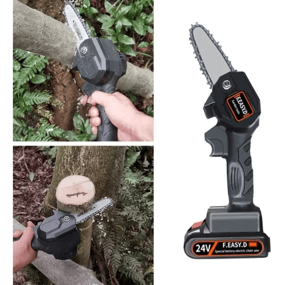 Mini Motosierra Eléctrica 24V Bivolt Recargable Portátil