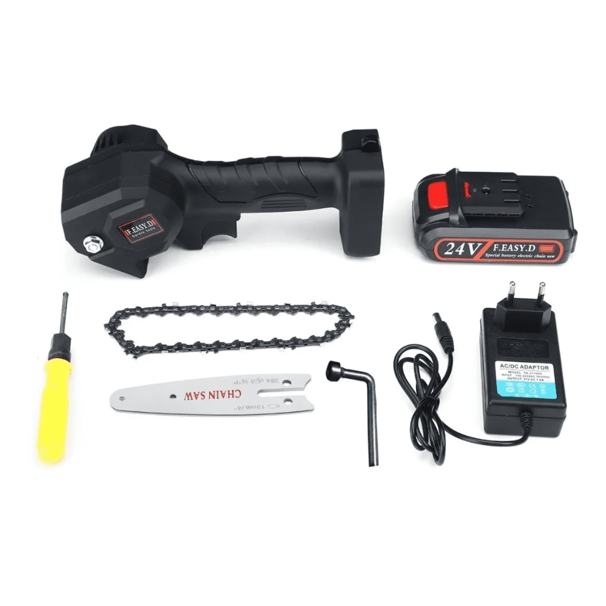 Mini Motosierra Eléctrica 24V Bivolt Recargable Portátil