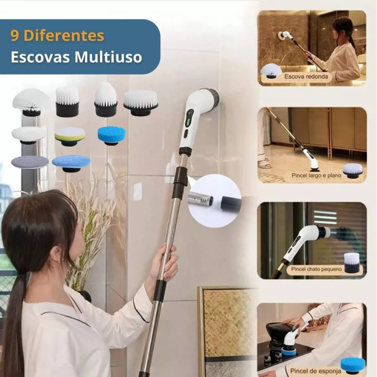 Cepillo de Limpieza Eléctrico 360º MOP Multiuso 9 en 1 Recargable