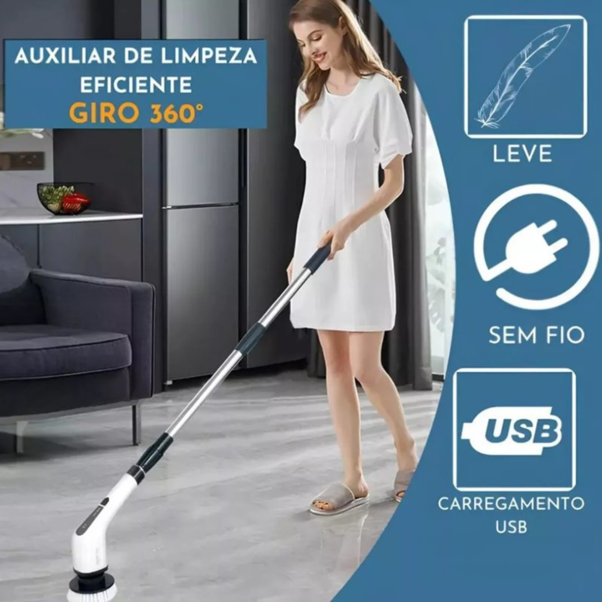 Cepillo de Limpieza Eléctrico 360º MOP Multiuso 9 en 1 Recargable