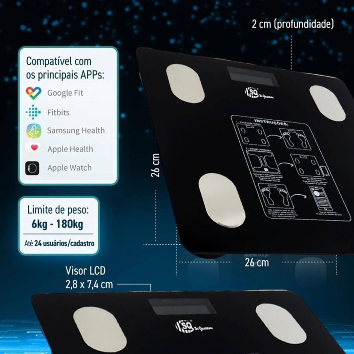 Balanza Digital Corporal con Bioimpedancia, Bluetooth y App