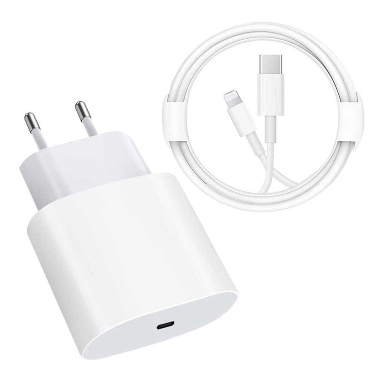 Cable cargador + fuente compatible con iPhone USB-C PD 20W