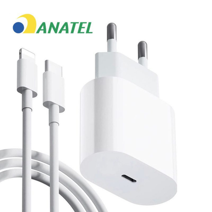 Cable cargador + fuente compatible con iPhone USB-C PD 20W