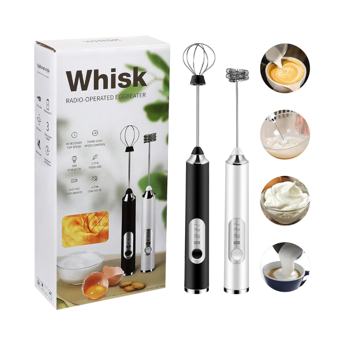 Mixer Culinario 2x1 Mezclador de Bebidas y Huevos Recargable